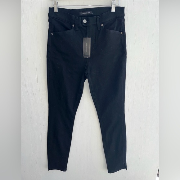 BCBGMAXAZRIA Blackout Skinny Jeans Hem Slits Stretch Size 27 in NWT - Picture 2 of 5